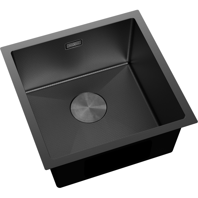 Mexen Trixo plieninė vienos kameros kriauklė 440 x 440 mm, juoda HC - 6413441000-70HC