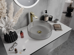 Mexen Aura stiklinis stalviršio praustuvas 39 x 39 cm, pilkas - 24013966