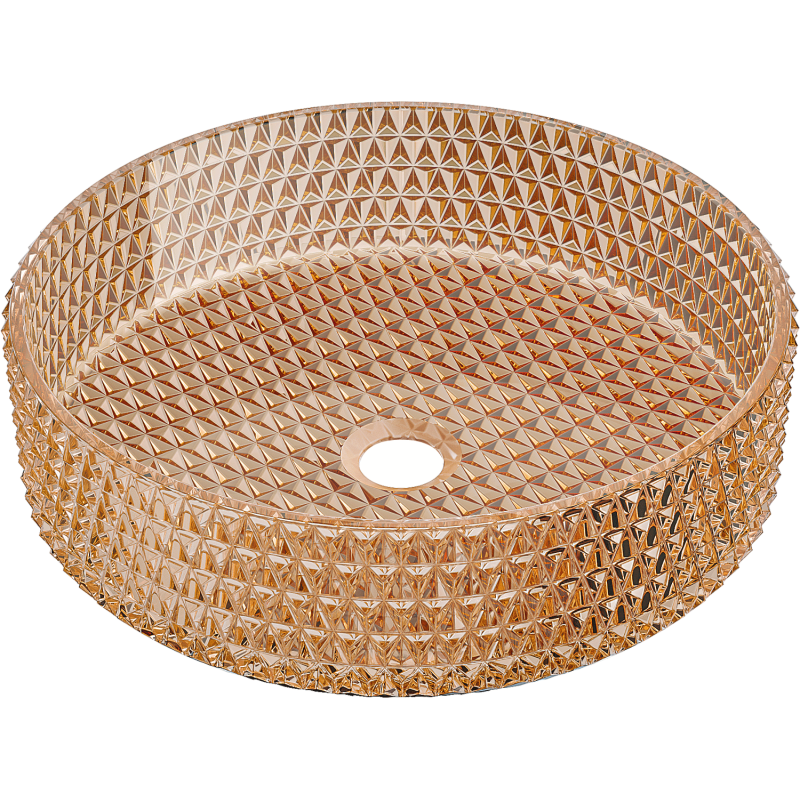 Mexen Aura stiklinis praustuvas ant stalviršio 39 x 39 cm, rožinis auksas - 24013968