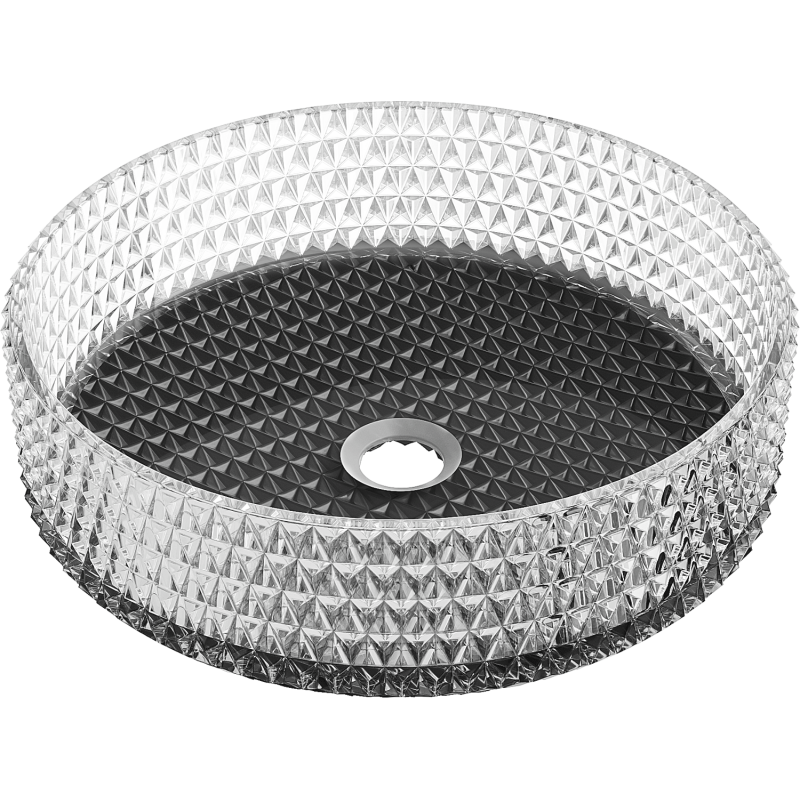 Mexen Aura stiklinis praustuvas ant stalviršio 39 x 39 cm, skaidrus/juodas - 24013971