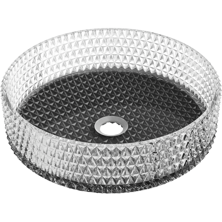 Mexen Aura stiklinis praustuvas ant stalviršio 39 x 39 cm, skaidrus/juodas - 24013971