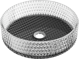 Mexen Aura stiklinis praustuvas ant stalviršio 39 x 39 cm, skaidrus/juodas - 24013971