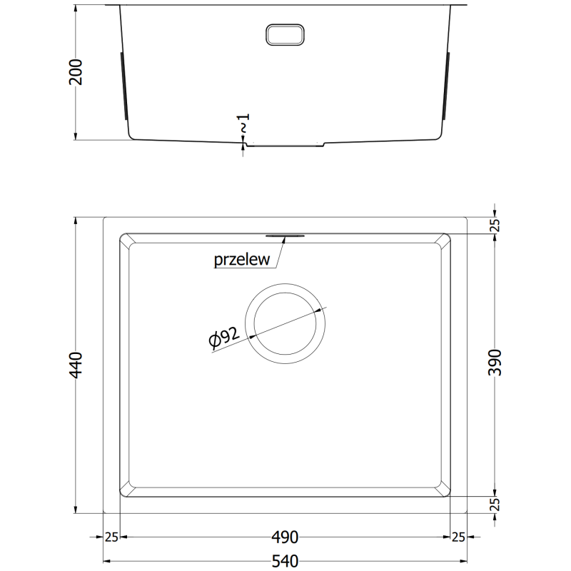 Mexen Trixo plieninė vienos kameros kriauklė 540 x 440 mm, auksinė HC - 6414541000-55HC