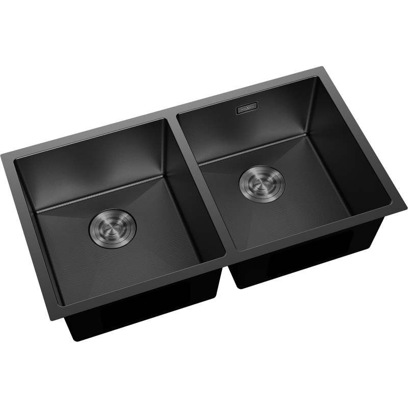 Mexen Binox nerūdijančio plieno dviejų kamerų plautuvė 800 x 450 mm, juoda HC - 6421802000-70HC