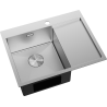 Mexen Exar vienos dalies plieninė kriauklė su kairiu nubėgimo paviršiumi 620 x 480 mm, inox - 6431621005L-01