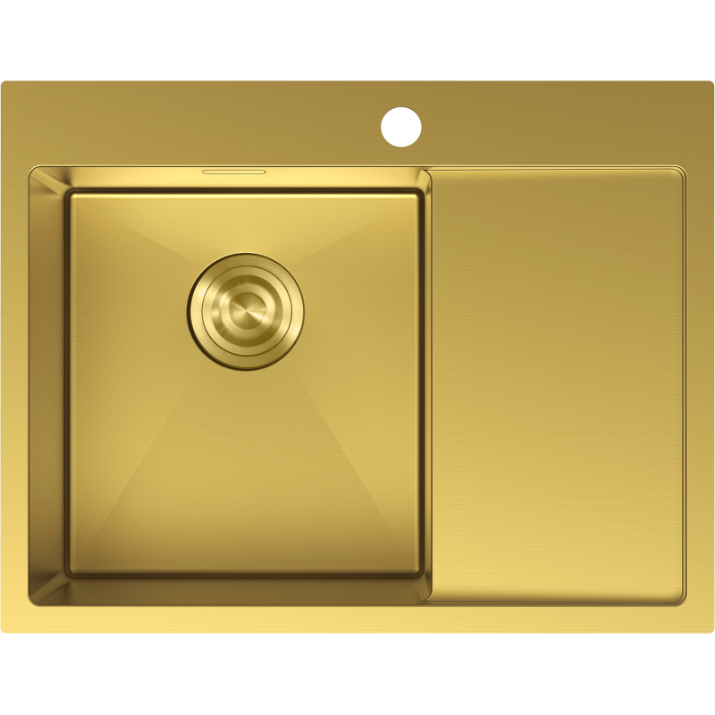 Mexen Exar plieninė vienos kameros kriauklė su padėklu, kairioji 620 x 480 mm, auksinė - 6431621005L-55