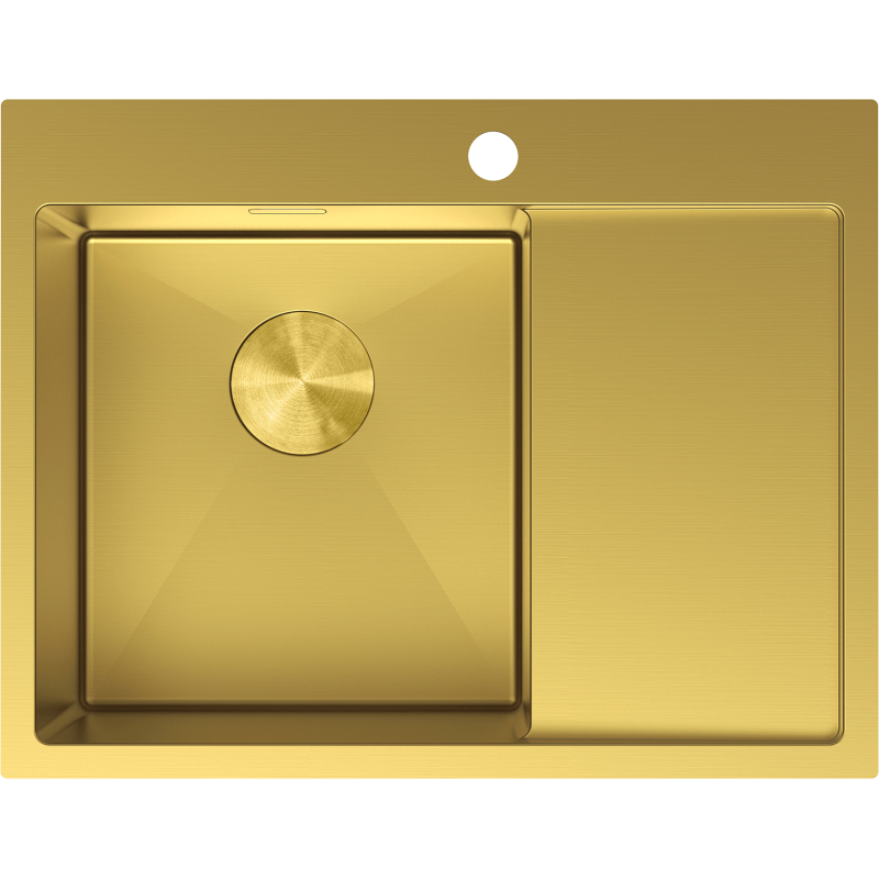 Mexen Exar plieninė kriauklė 1-skyriaus su kairiu nutekamu 620 x 480 mm, auksinė - 6431621005L-55