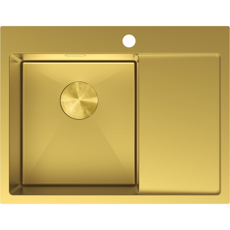Mexen Exar plieninė kriauklė 1-skyriaus su kairiu nutekamu 620 x 480 mm, auksinė - 6431621005L-55
