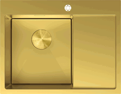Mexen Exar plieninė kriauklė 1-skyriaus su kairiu nutekamu 620 x 480 mm, auksinė - 6431621005L-55