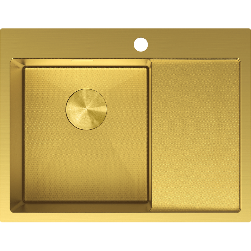 Mexen Exar plieninė vienos dalies kriauklė su nuvarvėjimu kairėje 620 x 480 mm, auksinė HC - 6431621005L-55HC