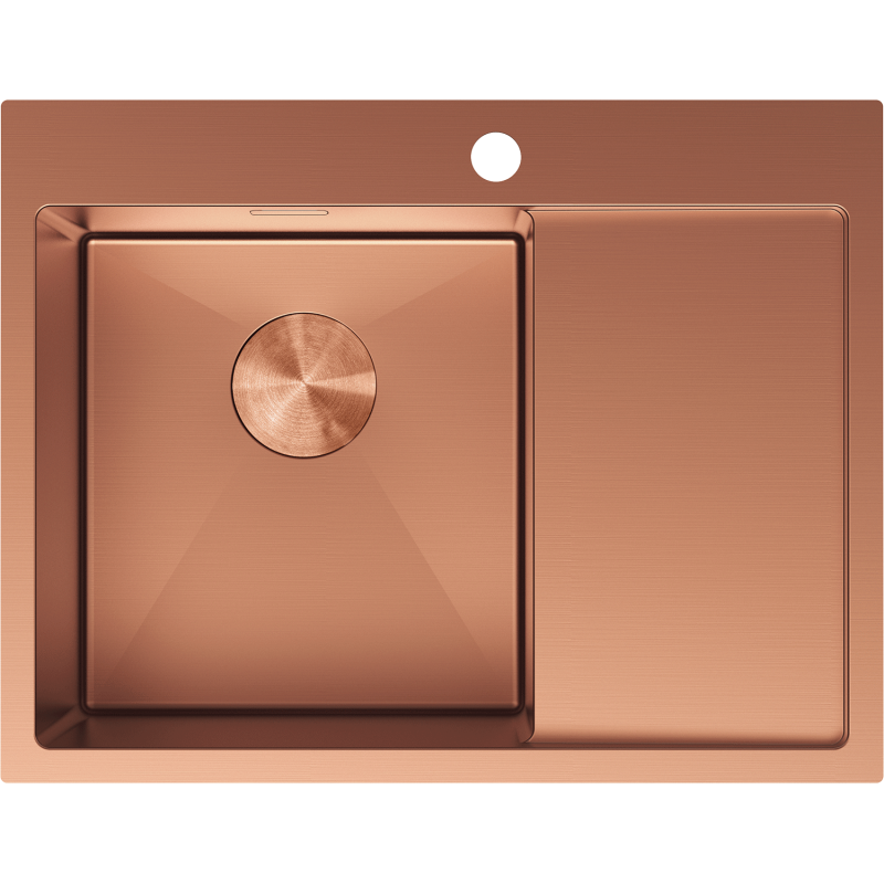 Mexen Exar plieninė vienos kameros kriauklė su nutekėjimu, kairė 620 x 480 mm, varis - 6431621005L-65