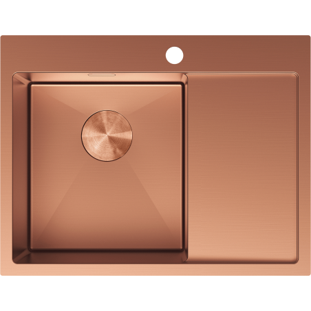 Mexen Exar plieninė vienos kameros kriauklė su nutekėjimu, kairė 620 x 480 mm, varis - 6431621005L-65