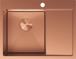 Mexen Exar plieninė vienos kameros kriauklė su nutekėjimu, kairė 620 x 480 mm, varis - 6431621005L-65