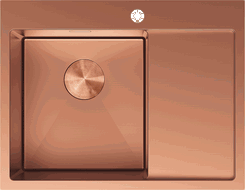 Mexen Exar plieninė virtuvės kriauklė 1 skyrius su kairiojo šono nusausinimo lenta 620 x 480 mm, varis - 6431621005L-65