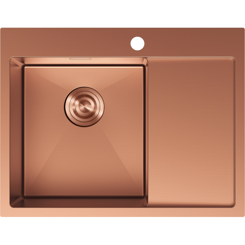 Mexen Exar plieninė vienos kameros kriauklė su nutekėjimu, kairė 620 x 480 mm, varis - 6431621005L-65