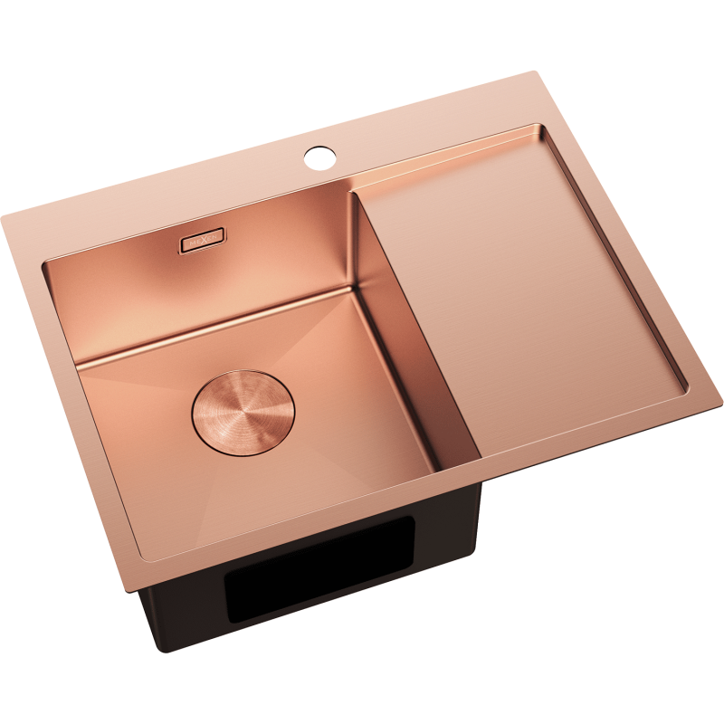 Mexen Exar plieninė vienos kameros kriauklė su nutekėjimu, kairė 620 x 480 mm, varis - 6431621005L-65