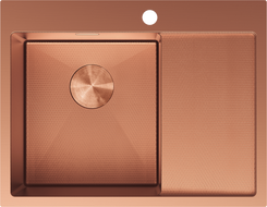 Mexen Exar plieninė vienos plautuvės kriauklė su džiovykla, kairinė 620 x 480 mm, varis HC - 6431621005L-65HC