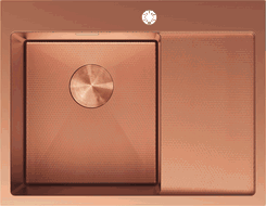 Mexen Exar vienos kameros plieninė kriauklė su kairiąja nutekėjimo plokšte, 620 x 480 mm, varis HC - 6431621005L-65HC