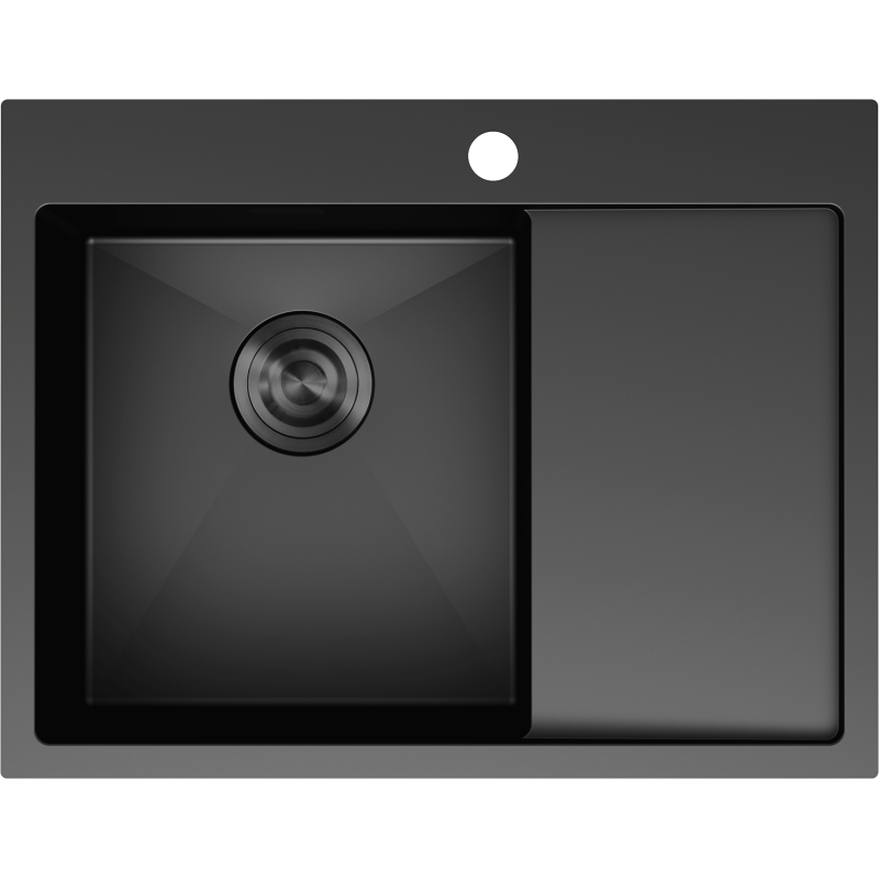 Mexen Exar plieninė plautuvė su 1 dubeniu ir lašintuvu, kairė, 620 x 480 mm, juoda - 6431621005L-70