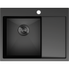 Mexen Exar plieninė virtuvės kriauklė su viena skyle ir nutekėjimu kairėje, 620 x 480 mm, juoda - 6431621005L-70