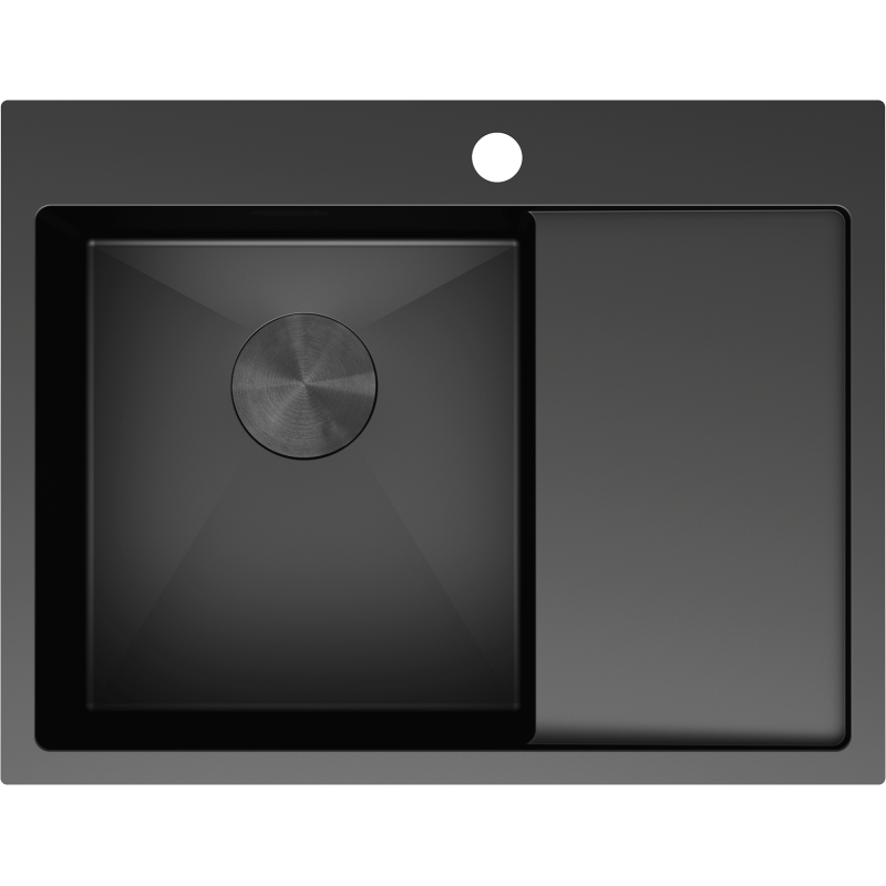Mexen Exar plieninė plautuvė su 1 dubeniu ir lašintuvu, kairė, 620 x 480 mm, juoda - 6431621005L-70