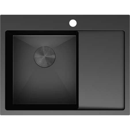 Mexen Exar plieninė plautuvė su 1 dubeniu ir lašintuvu, kairė, 620 x 480 mm, juoda - 6431621005L-70