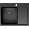 Mexen Exar plieninė virtuvės kriauklė su viena skyle ir nutekėjimu kairėje, 620 x 480 mm, juoda - 6431621005L-70