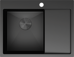 Mexen Exar plieninė plautuvė su 1 dubeniu ir lašintuvu, kairė, 620 x 480 mm, juoda - 6431621005L-70