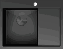 Mexen Exar plieninė virtuvės kriauklė su viena skyle ir nutekėjimu kairėje, 620 x 480 mm, juoda - 6431621005L-70