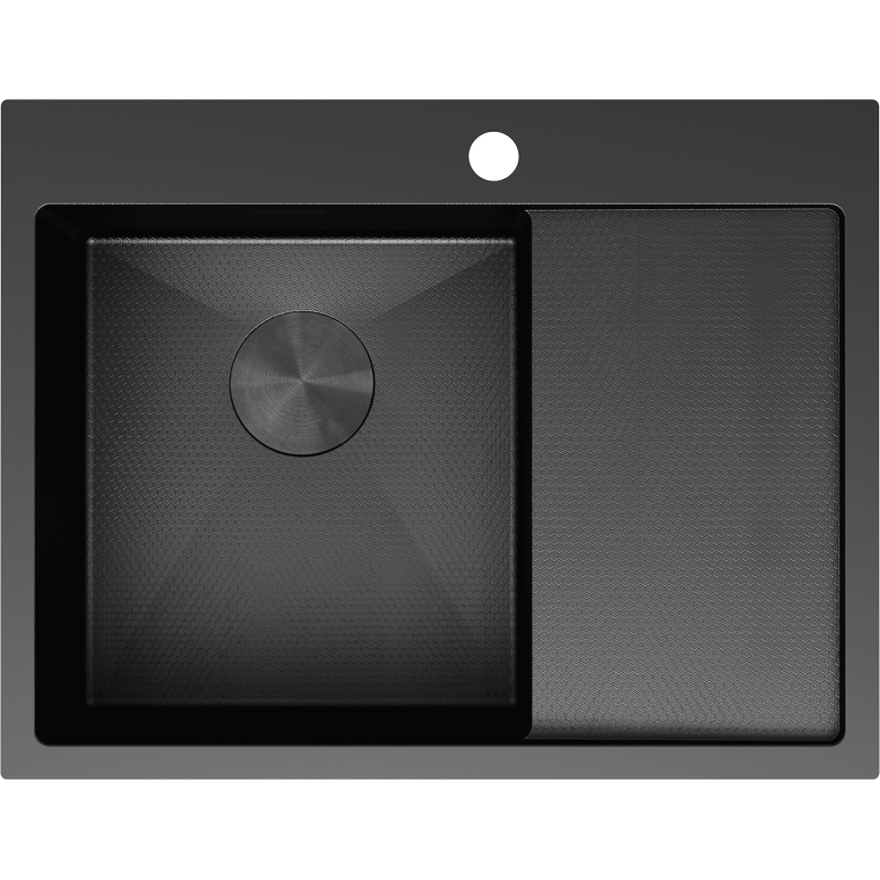 Mexen Exar plieninė kriauklė su vienu skyriumi ir kairiu skalbiniu 620 x 480 mm, juoda HC - 6431621005L-70HC