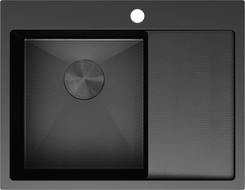 Mexen Exar plieninė plautuvė su vienu dubeniu ir nusausinimo zona, kairė 620 x 480 mm, juoda HC - 6431621005L-70HC