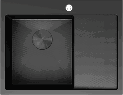 Mexen Exar plieninė virtuvės kriauklė 1 skyrius su kair. nutek., 620 x 480 mm, juoda HC - 6431621005L-70HC