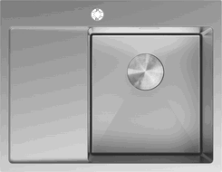 Mexen Exar plieninė vienaaukštė kriauklė su nutekamuoju padėklu, dešinėje, 620 x 480 mm, inox - 6432621005P-01