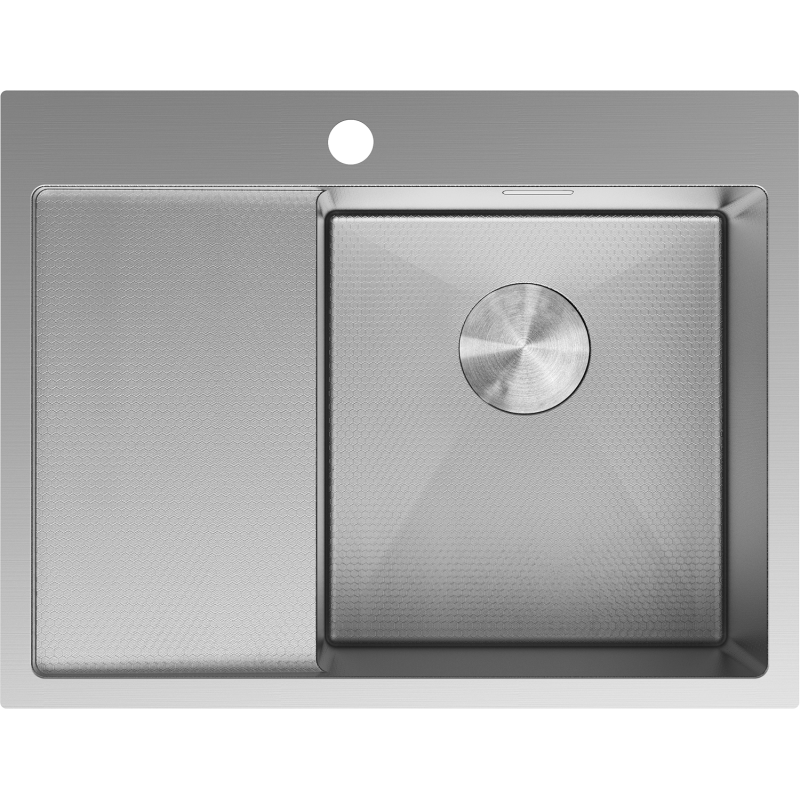 Mexen Exar plieninė plautuvė 1 skyriumi su nutekėjimu, dešinė 620 x 480 mm, inox HC - 6432621005P-01HC