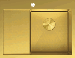 Mexen Exar vienos kameros plieninė virtuvės kriauklė su dešiniu nutekėjimu 620 x 480 mm, auksinė HC - 6432621005P-55HC