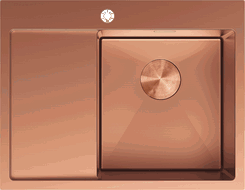 Mexen Exar plieno virtuvės kriauklė su vienu dubeniu ir nuvarvėjimo lentynėle, dešinė 620 x 480 mm, varis - 6432621005P-65