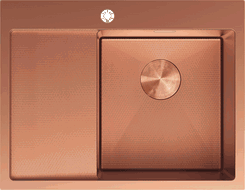 Mexen Exar plieninė virtuvės kriauklė su vienu dubeniu ir nutekamuoju paviršiumi, dešinė 620 x 480 mm, varis HC