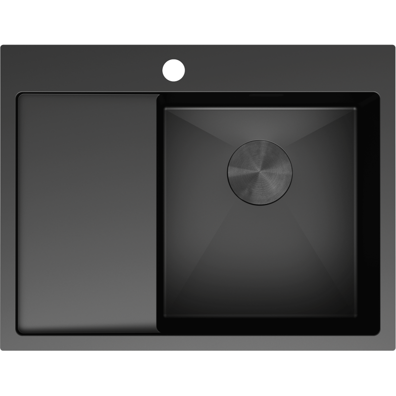Mexen Exar plieninė kriauklė su viena plautuve ir nutekėjimu, dešinė 620 x 480 mm, juoda - 6432621005P-70