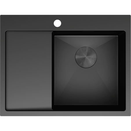 Mexen Exar plieninė kriauklė su viena plautuve ir nutekėjimu, dešinė 620 x 480 mm, juoda - 6432621005P-70