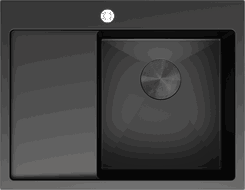 Mexen Exar plieninė kriauklė su viena plautuve ir nutekėjimu, dešinė 620 x 480 mm, juoda - 6432621005P-70