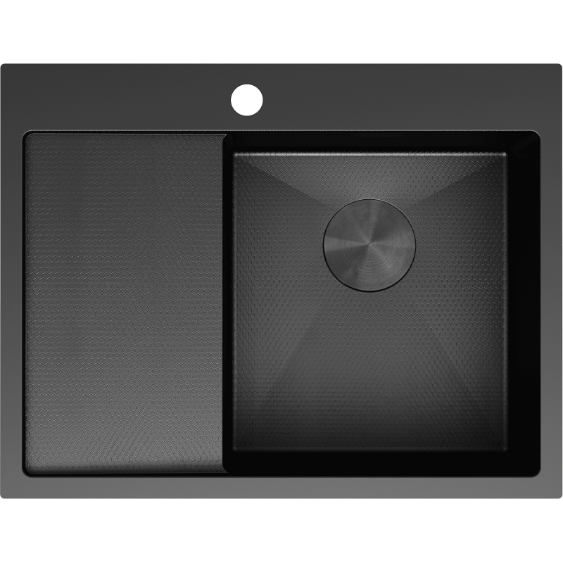 Mexen Exar plieno kriauklė su vienu skyriumi ir nutekėjimo padėklu, dešinė 620 x 480 mm, juoda HC - 6432621005P-70HC