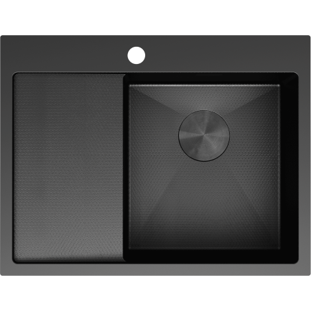 Mexen Exar plieno kriauklė su vienu skyriumi ir nutekėjimo padėklu, dešinė 620 x 480 mm, juoda HC - 6432621005P-70HC