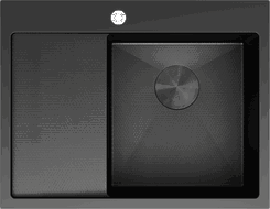 Mexen Exar plieno kriauklė su vienu skyriumi ir nutekėjimo padėklu, dešinė 620 x 480 mm, juoda HC - 6432621005P-70HC