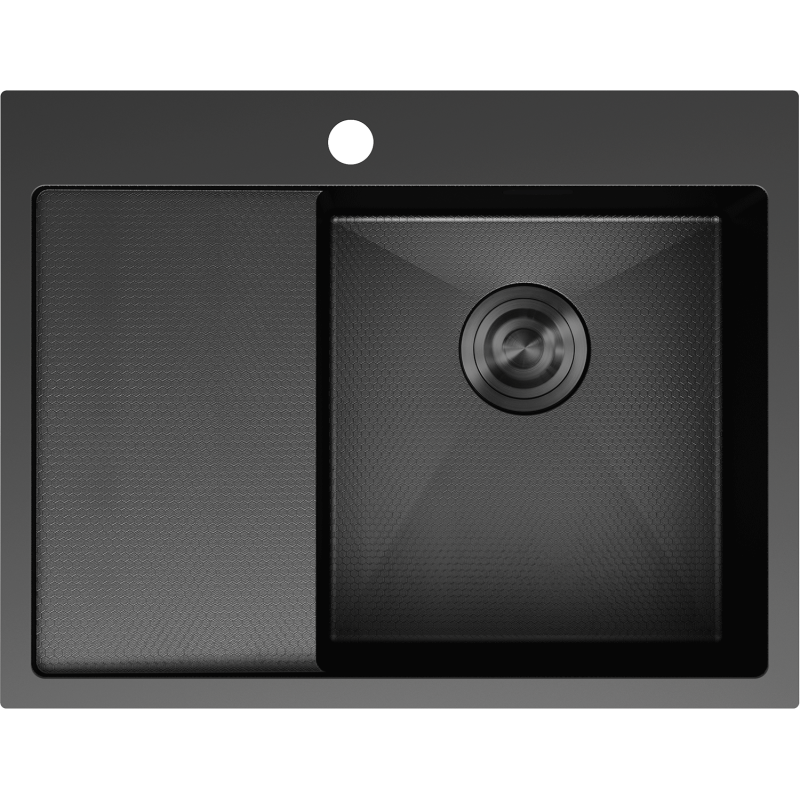 Mexen Exar plieno kriauklė su vienu skyriumi ir nutekėjimo padėklu, dešinė 620 x 480 mm, juoda HC - 6432621005P-70HC