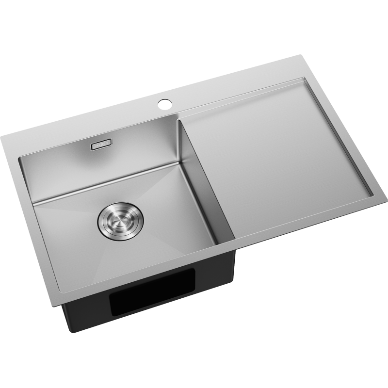 Mexen Exar plieninė praustuvė su vienu dubeniu ir kairiuoju drenažu 780 x 480 mm, nerūdijantis plienas - 6433781010L-01