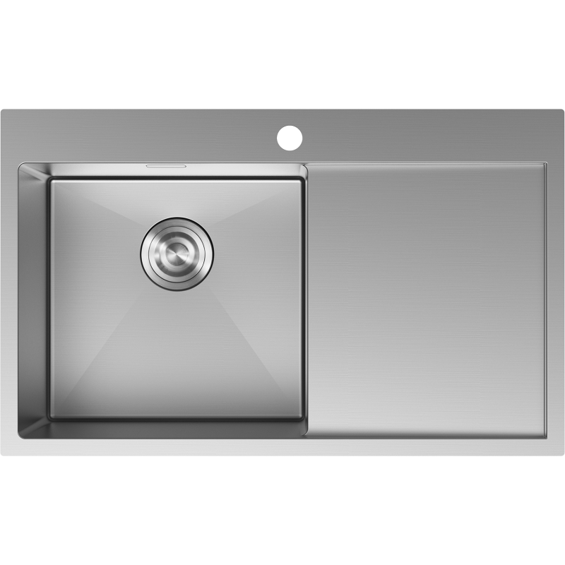 Mexen Exar plieninė vienos kameros kriauklė su nutekamuoju paviršiumi, kairė, 780 x 480 mm, inox - 6433781010L-01