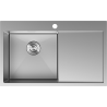 Mexen Exar plieninė vienos kameros kriauklė su kairiu nusausintuvu 780 x 480 mm, nerūdijantis plienas - 6433781010L-01