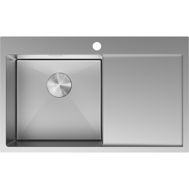 Mexen Exar plieninė vienos kameros kriauklė su nutekamuoju paviršiumi, kairė, 780 x 480 mm, inox - 6433781010L-01