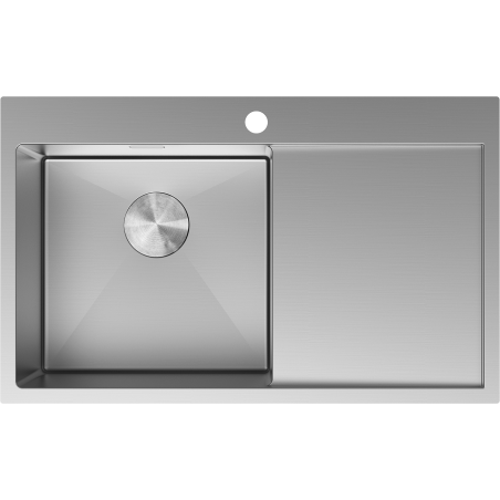 Mexen Exar plieninė vienos kameros kriauklė su kairiu nusausintuvu 780 x 480 mm, nerūdijantis plienas - 6433781010L-01