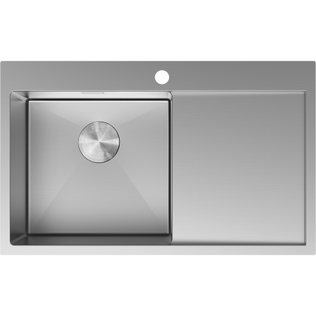 Mexen Exar plieninė vienos kameros kriauklė su nutekamuoju paviršiumi, kairė, 780 x 480 mm, inox - 6433781010L-01